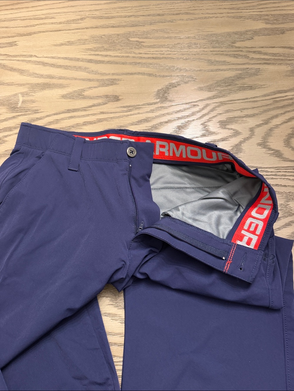 Under Armour Navy Performance pants with Red Branded Waistband